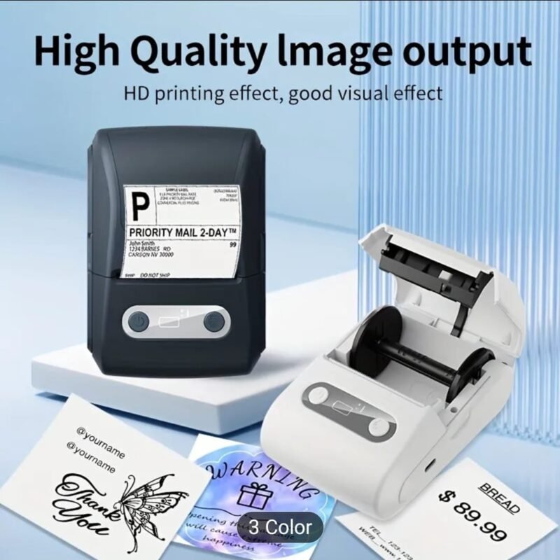Impresora térmica portátil, impresora de bolsillo autoadhesiva inalámbrica con iOS y Android Windows.
